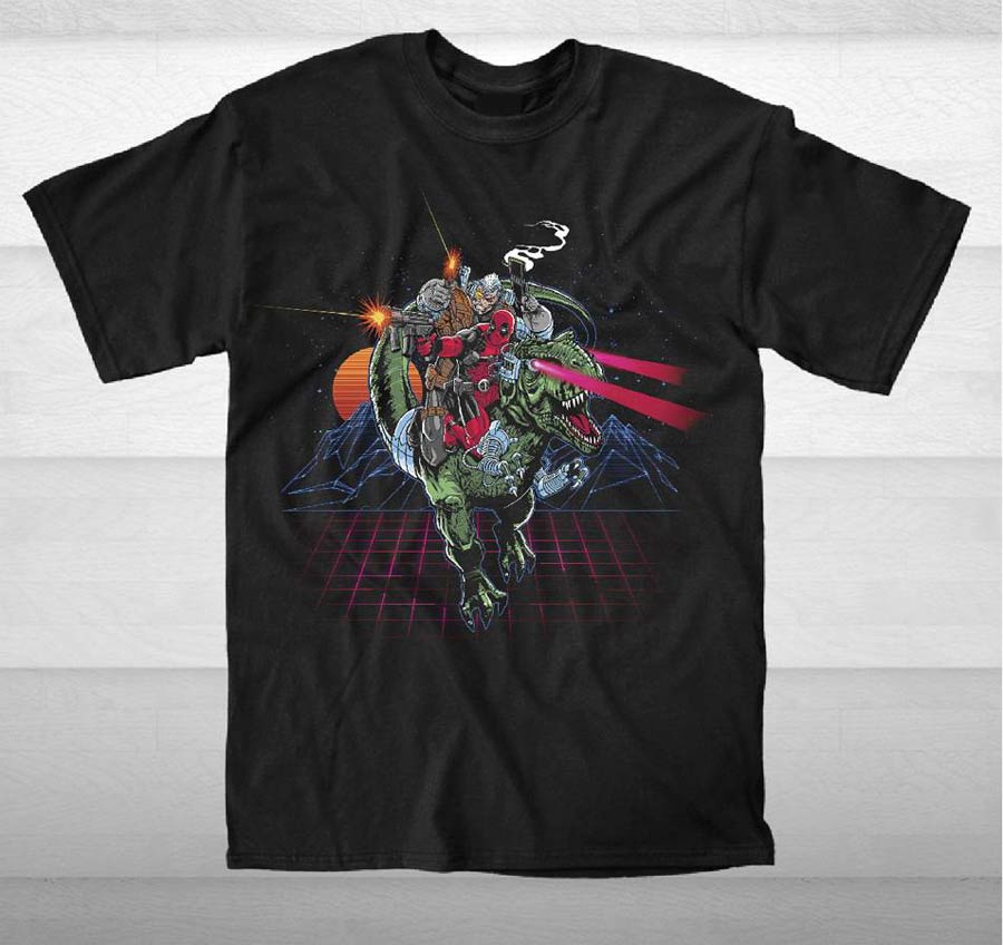 Deadpool 80s Deadpool & Cable Black T-Shirt Large