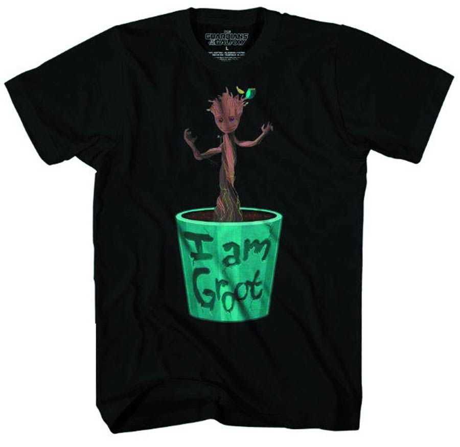 Guardians Of The Galaxy Lil Groot Previews Exclusive Black T-Shirt Large