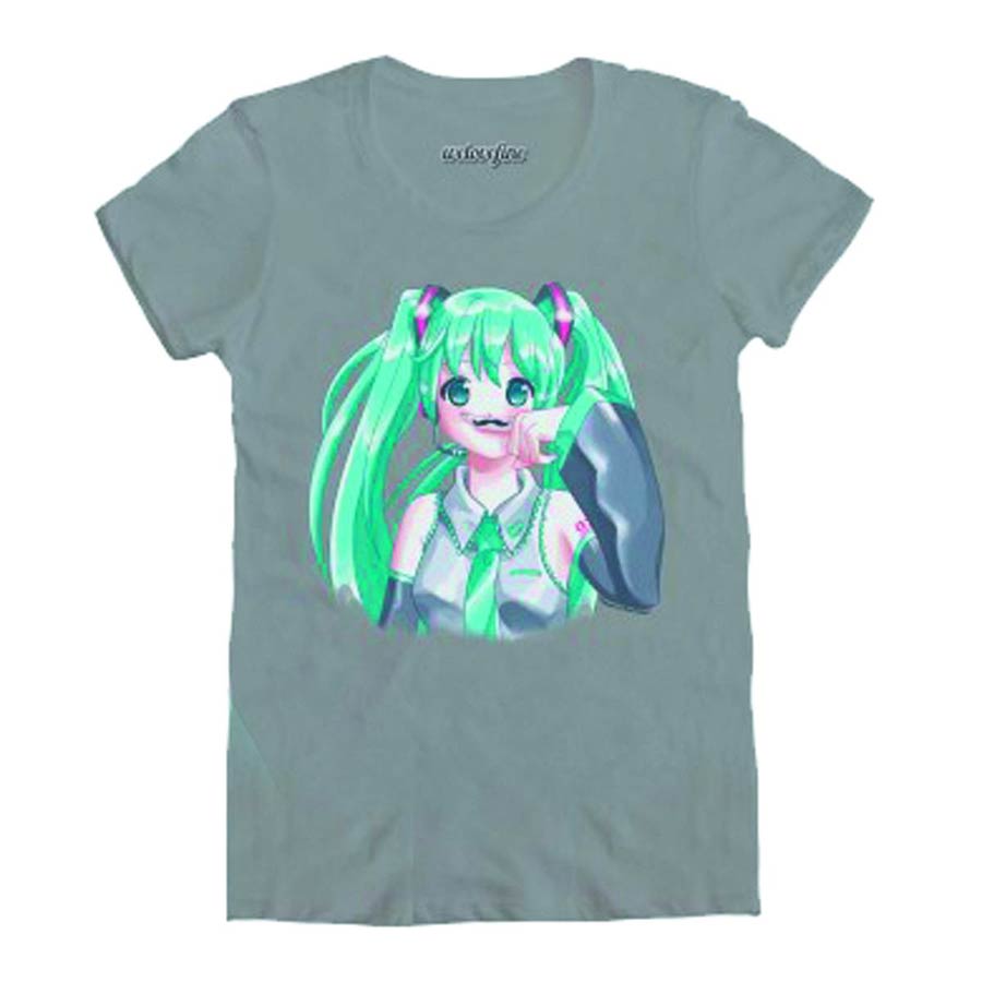 Hatsune Miku I Mustache You Miku Silver T-Shirt Large