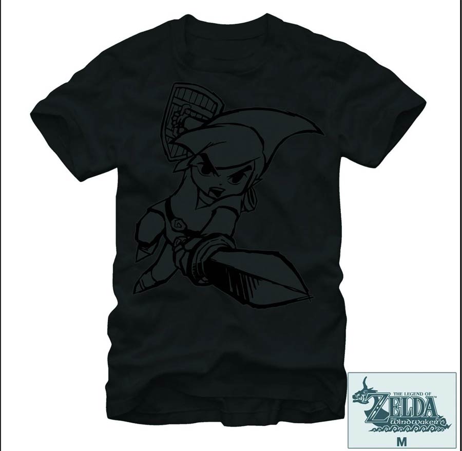 Legend Of Zelda The Wind Waker Black T-Shirt Large