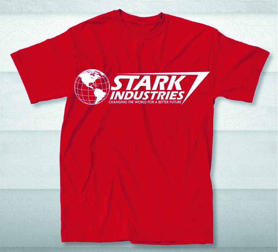 Stark Industries World Logo Previews Exclusive Red T-Shirt Large