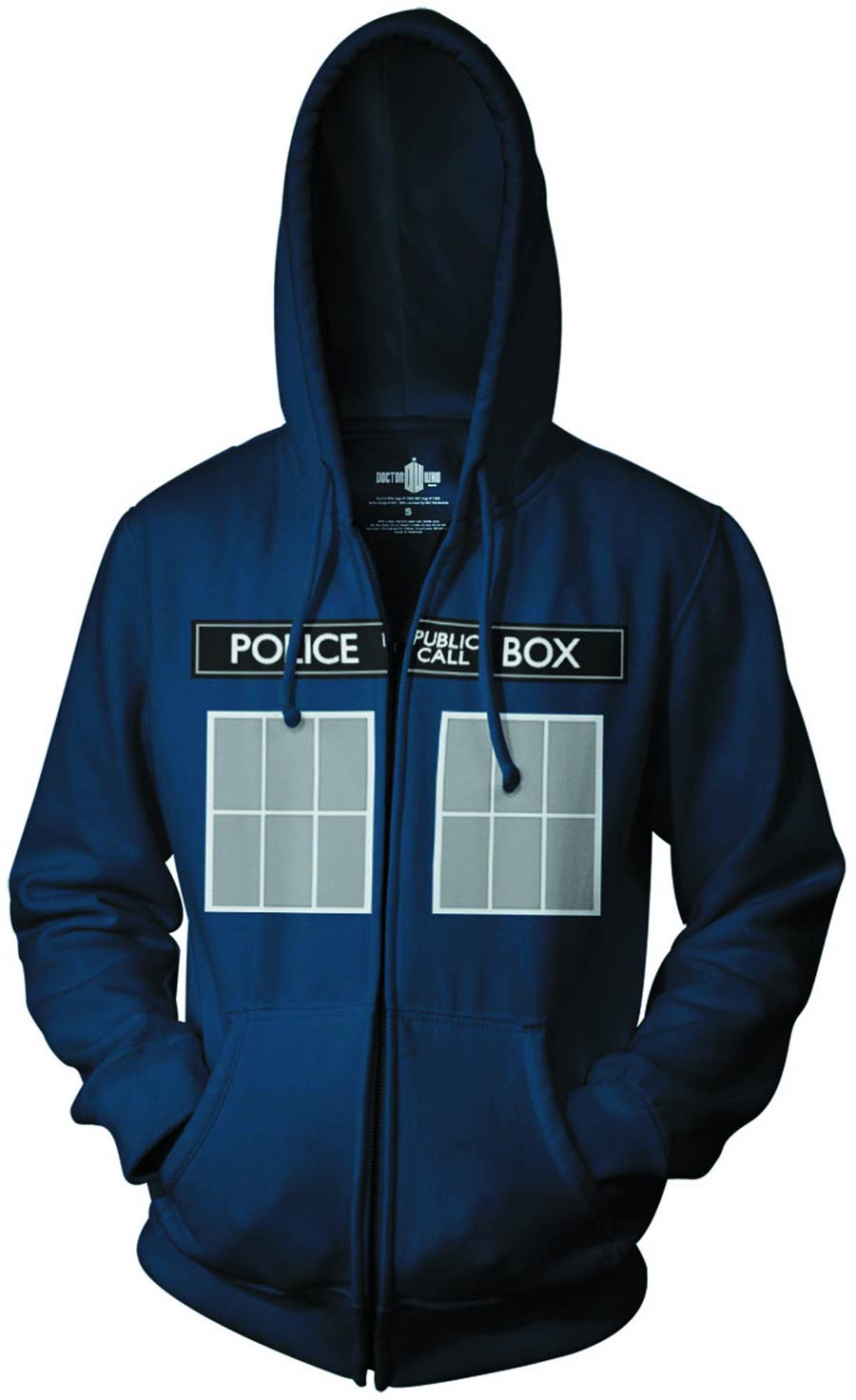 Doctor Who Call Police Call Box Windows Zip Hoodie Small