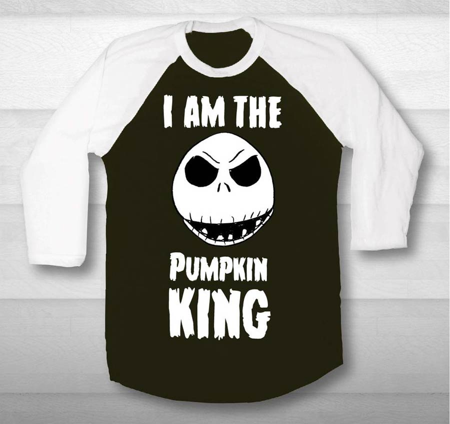 Nightmare Before Christmas I Am The Pumpkin King Black & White Raglan Small