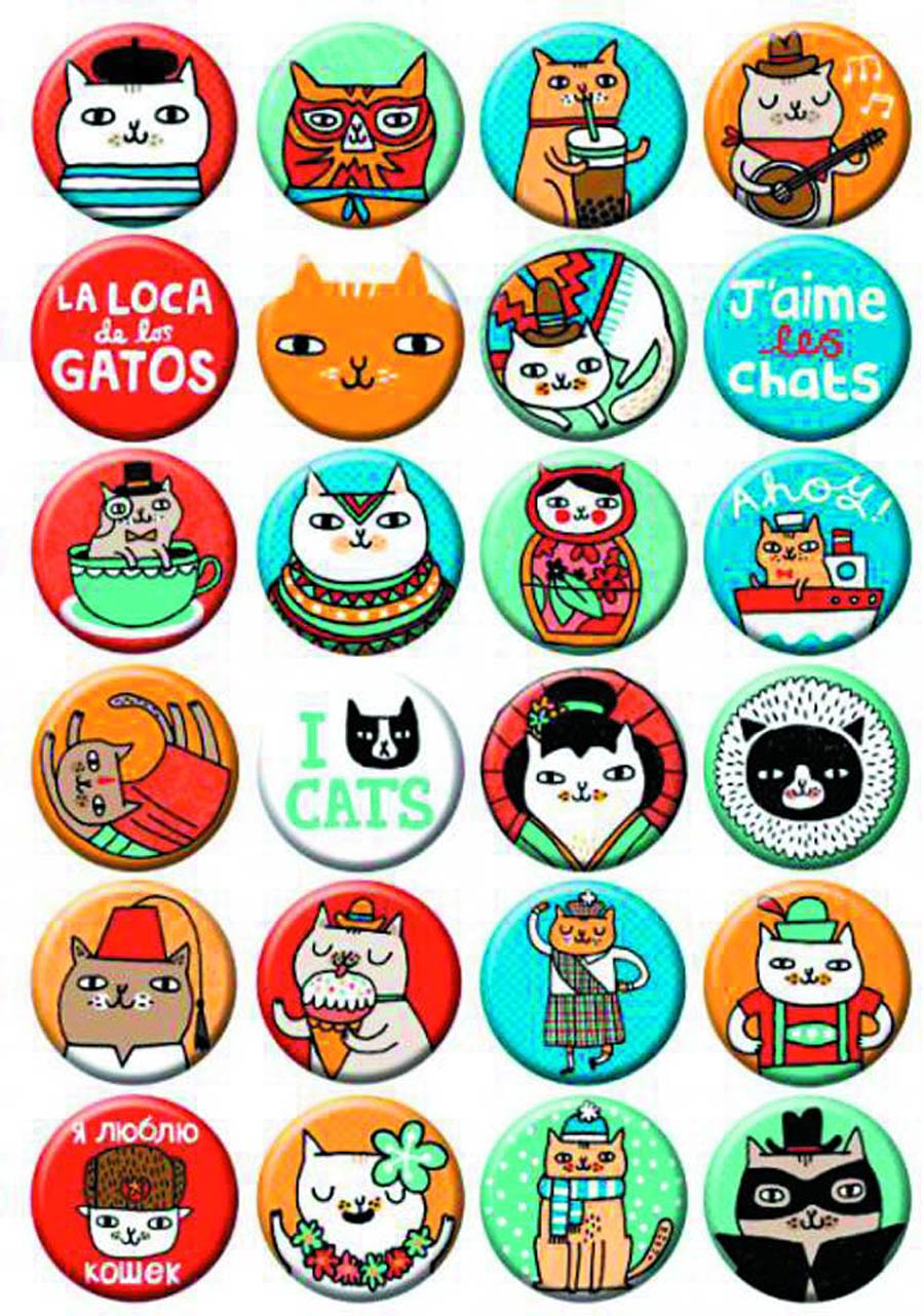 Cat Box 1-Inch Button 200-Piece Display