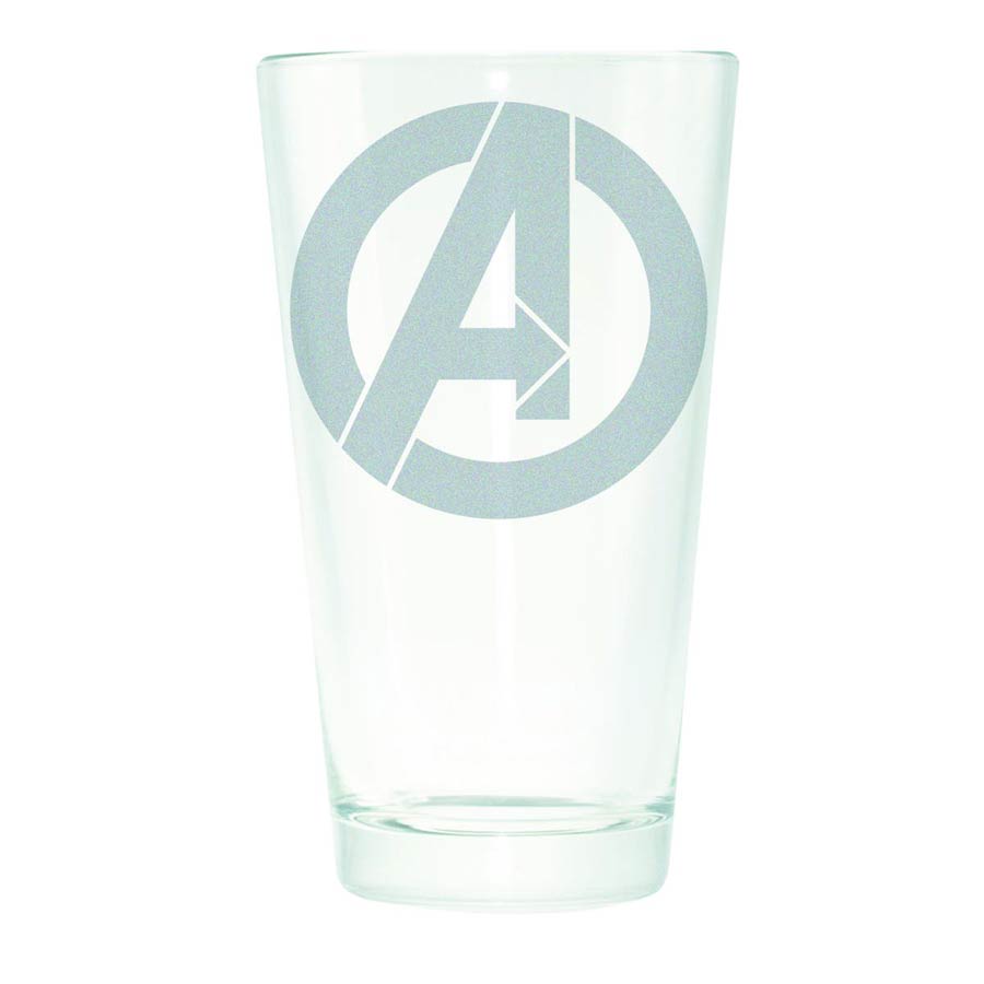 Marvel Heroes Etched Pint Glass - Avengers Symbol