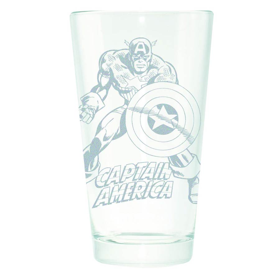 Marvel Heroes Etched Pint Glass - Captain America