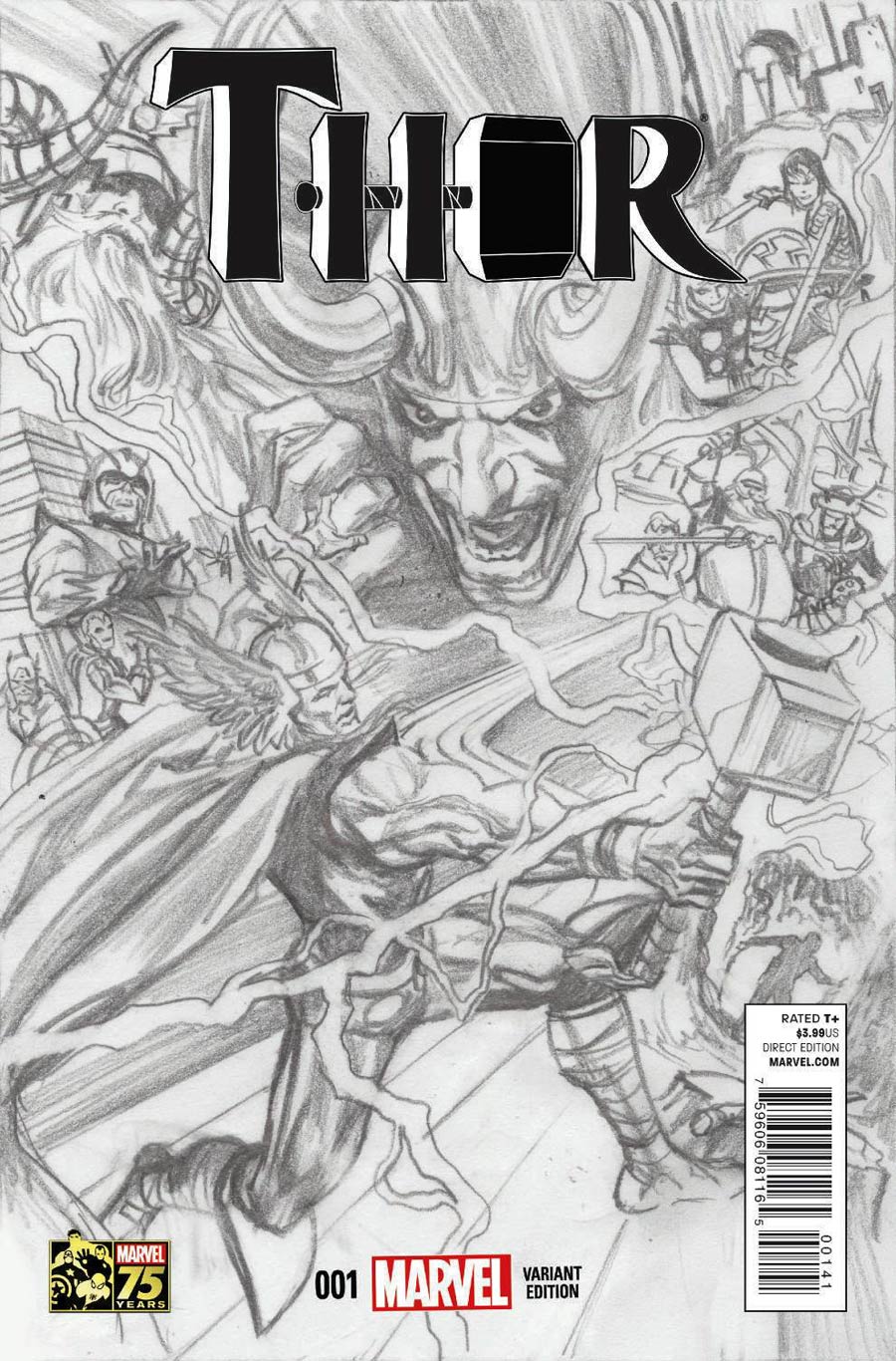 Thor Vol 4 #1 Cover J Incentive Alex Ross 75th Anniversary Sketch Variant Cover