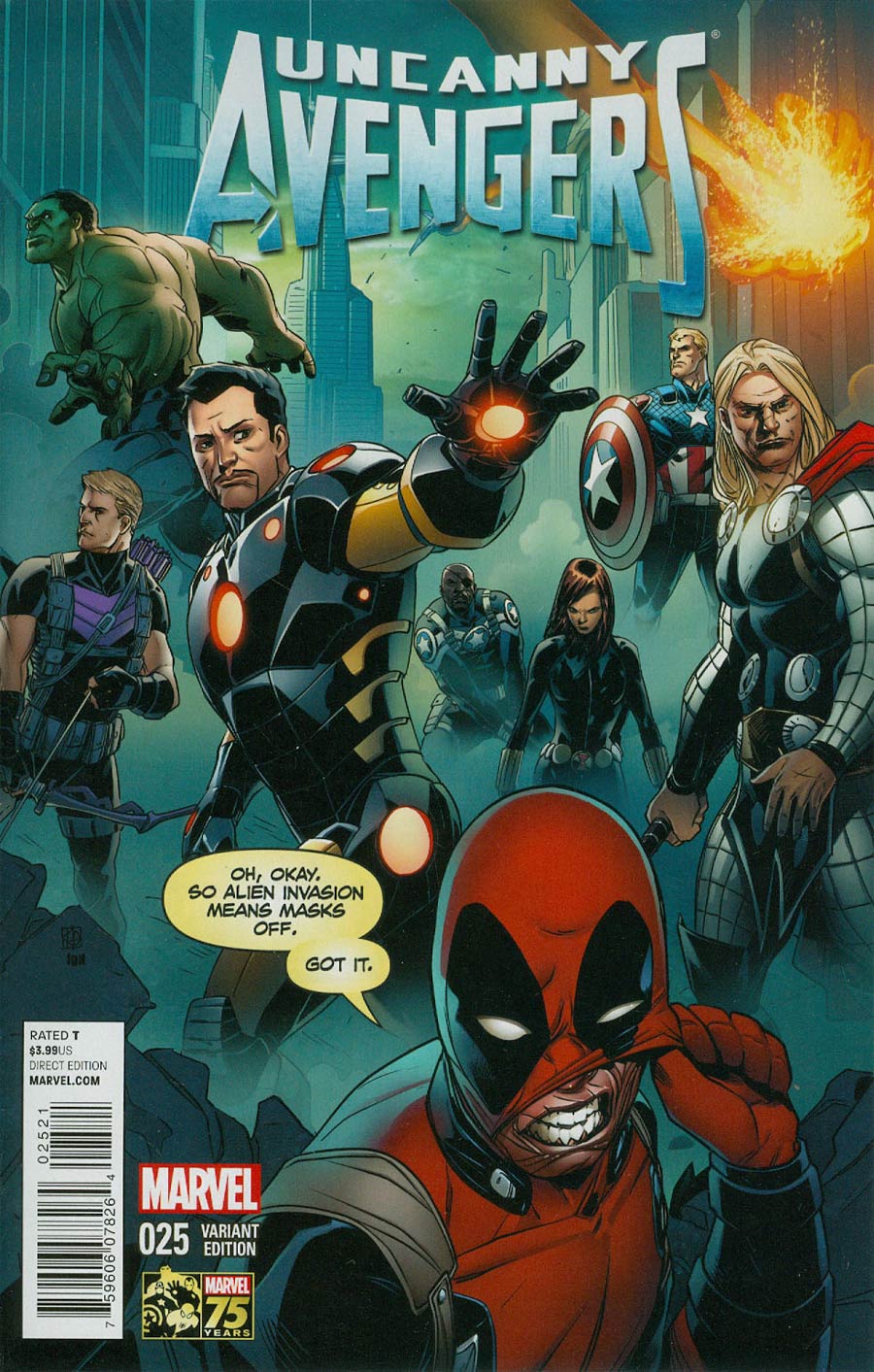 Uncanny Avengers #25 Cover B Incentive Deadpool 75th Anniversary Photobomb Variant Cover (AXIS Tie-In)