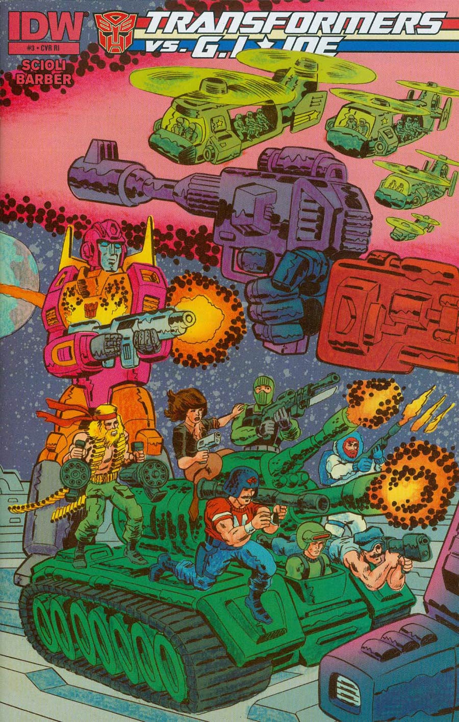 Transformers vs GI Joe #3 Cover C Incentive Tom Scioli Connecting Variant Cover (2 Of 3)