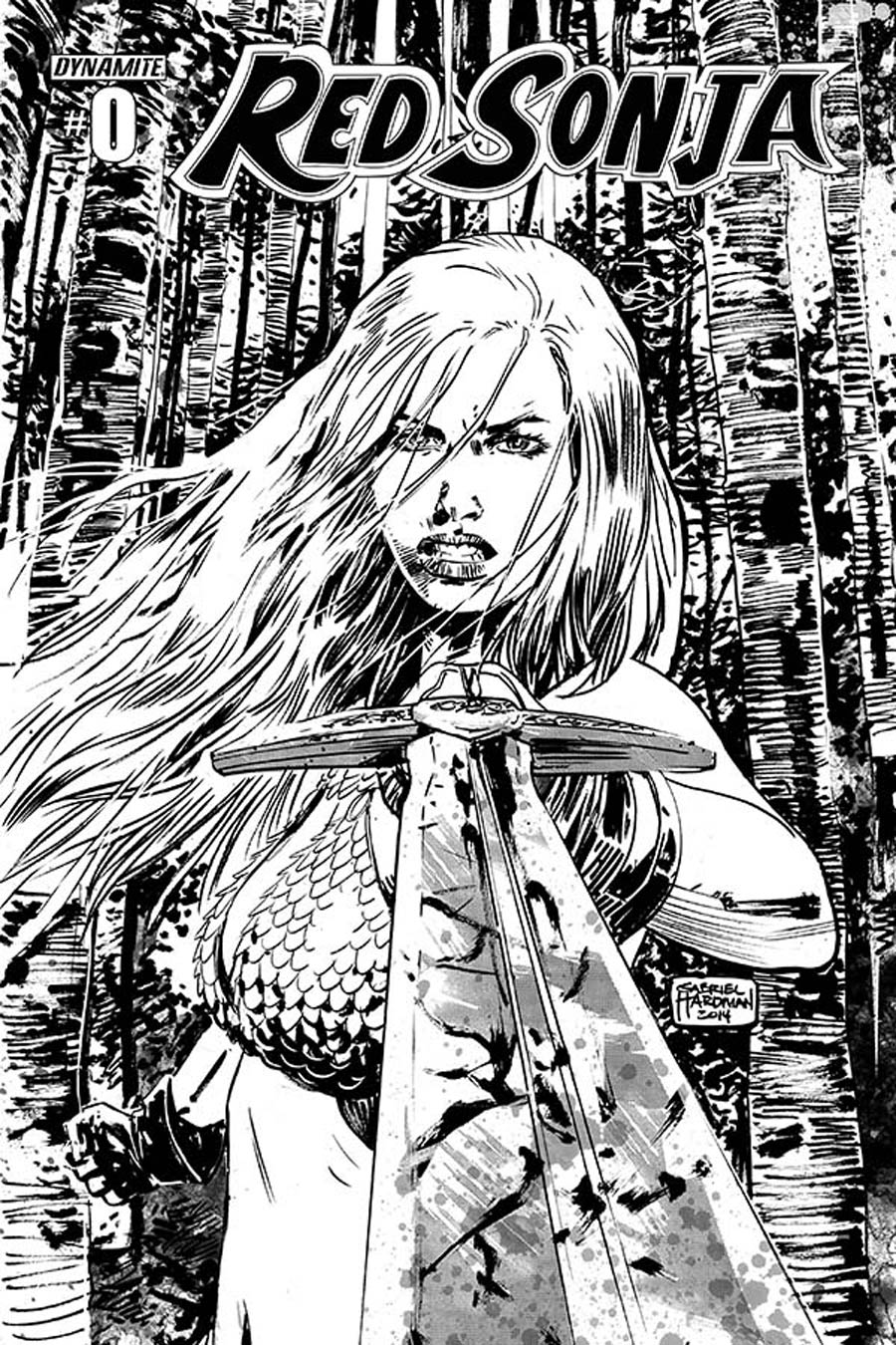 Red Sonja Vol 5 #0 Cover B Variant Gabriel Hardman Black & White Cover