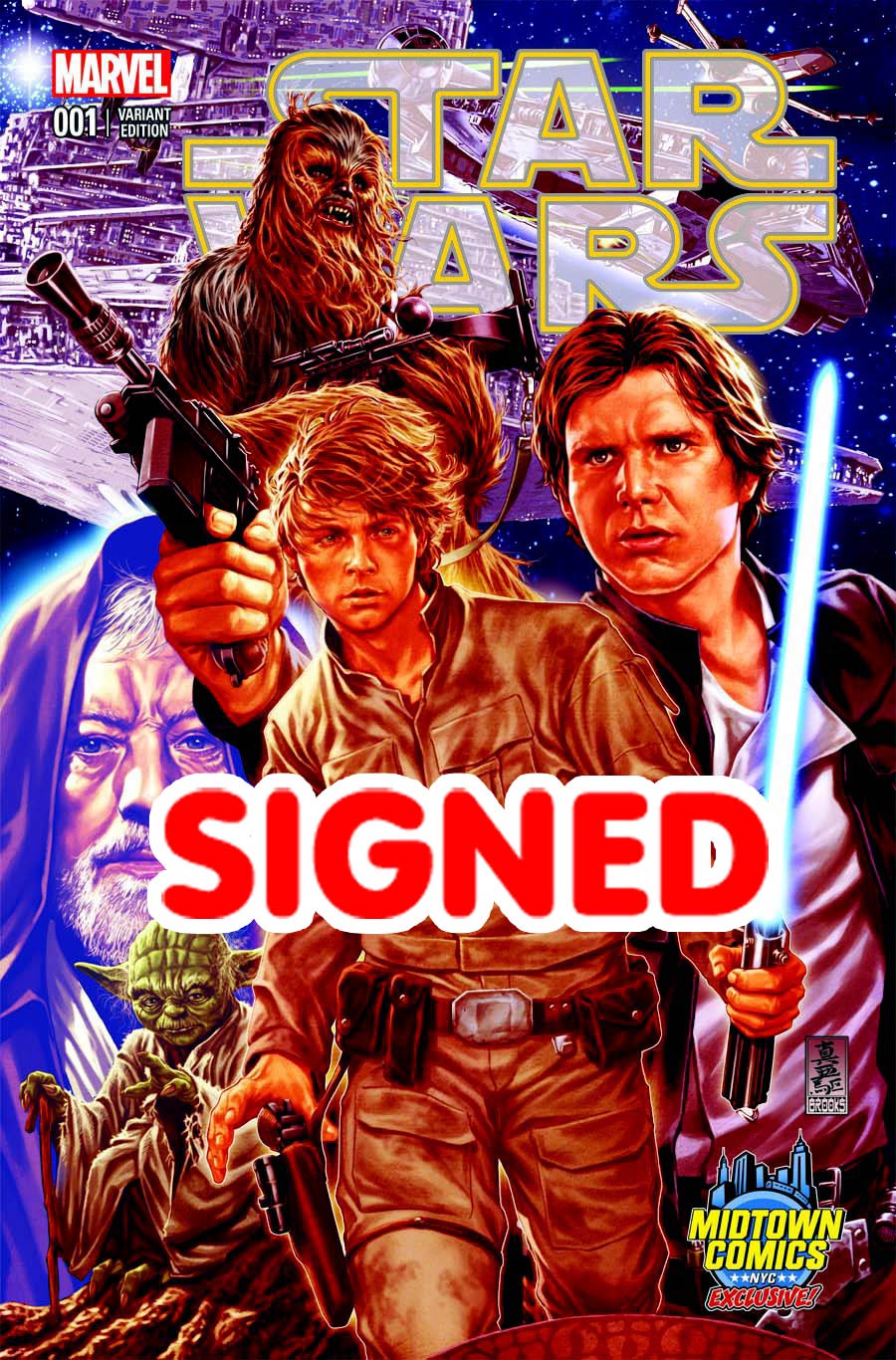 Star Wars Vol 4 #1 Cover Z-Z-D Midtown Exclusive Mark Brooks Connecting Color Variant Cover Signed By John Cassaday