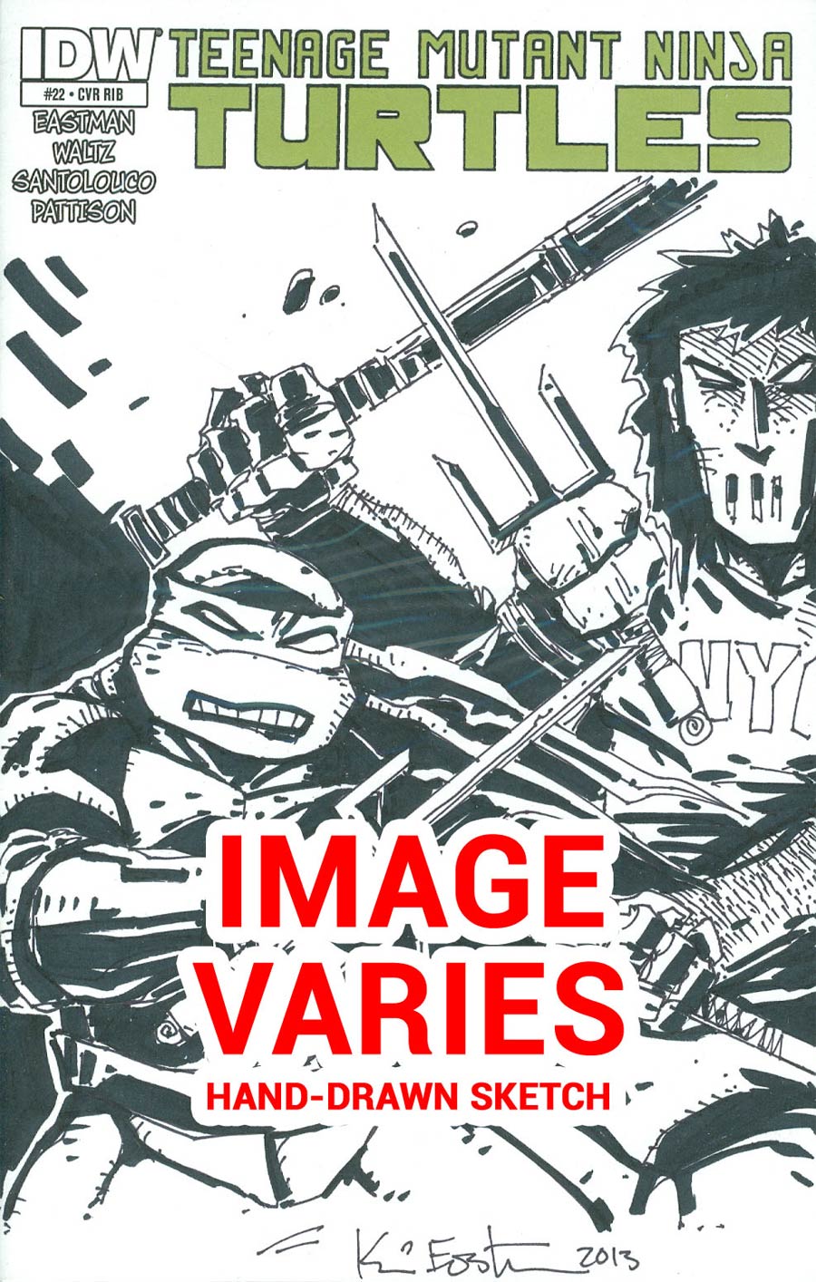 Teenage Mutant Ninja Turtles Vol 5 #22 Cover E Incentive Kevin Eastman Hand-Drawn Sketch Cover