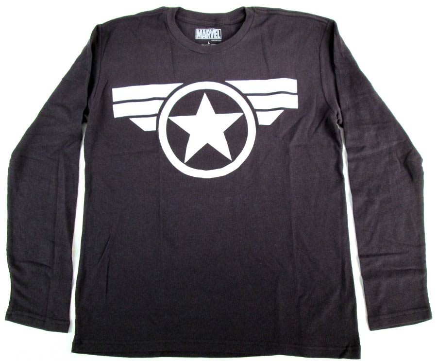 Captain America Symbol Good ol Steve Navy Midtown Exclusive Thermal Long Sleeve Large