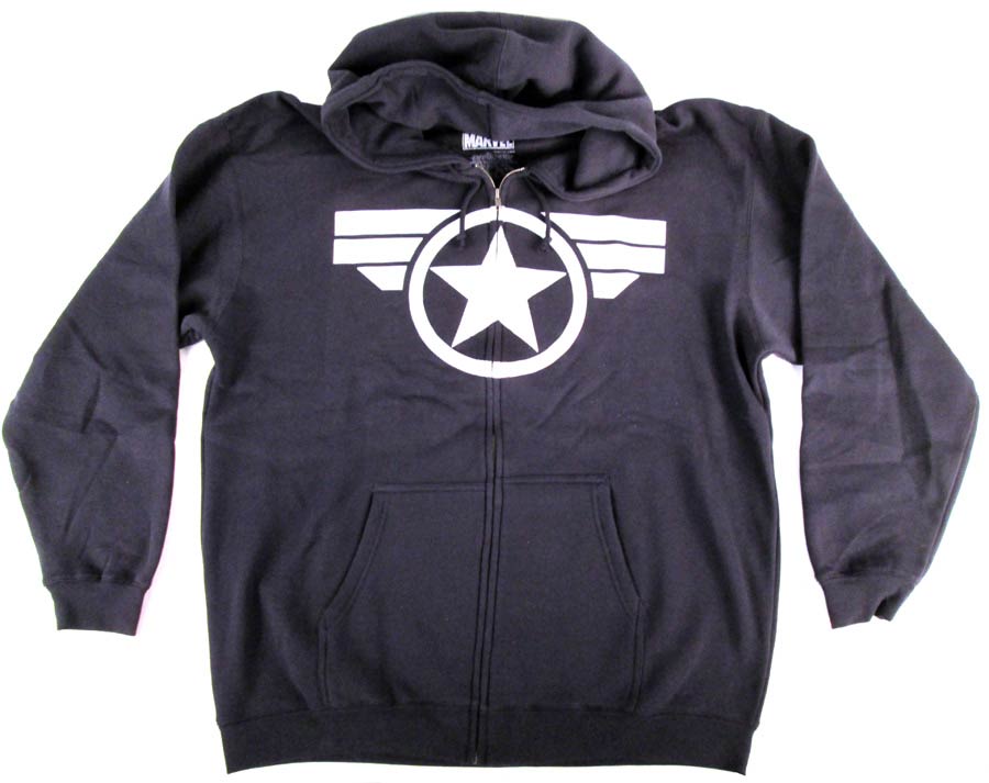 Captain America Symbol Good ol Steve Navy Zip-Up Hoodie Large (Slight Printing Error)