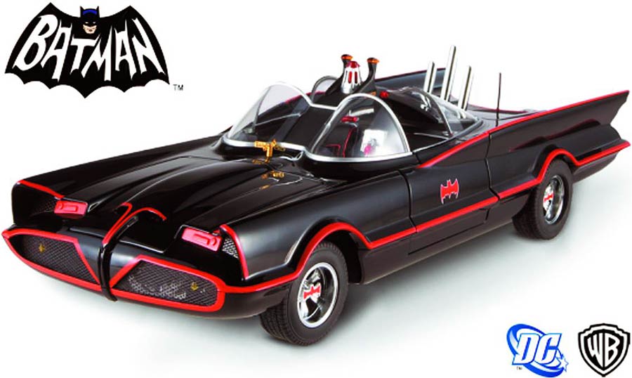 Hot Wheels Elite Batman 1966 Batmobile 1/18 Scale Die-Cast With Figures