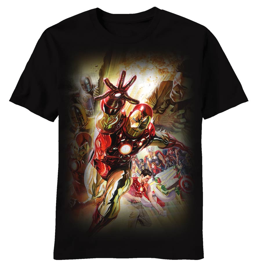 Iron Man Suits Of Stark Black T-Shirt Large