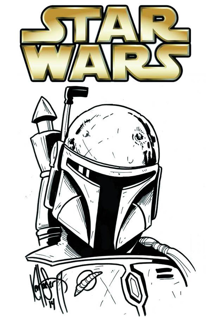 Star Wars Vol 4 #1 Cover Z DF Ken Haeser Remarked Boba Fett Hand-Drawn Sketch Variant Cover