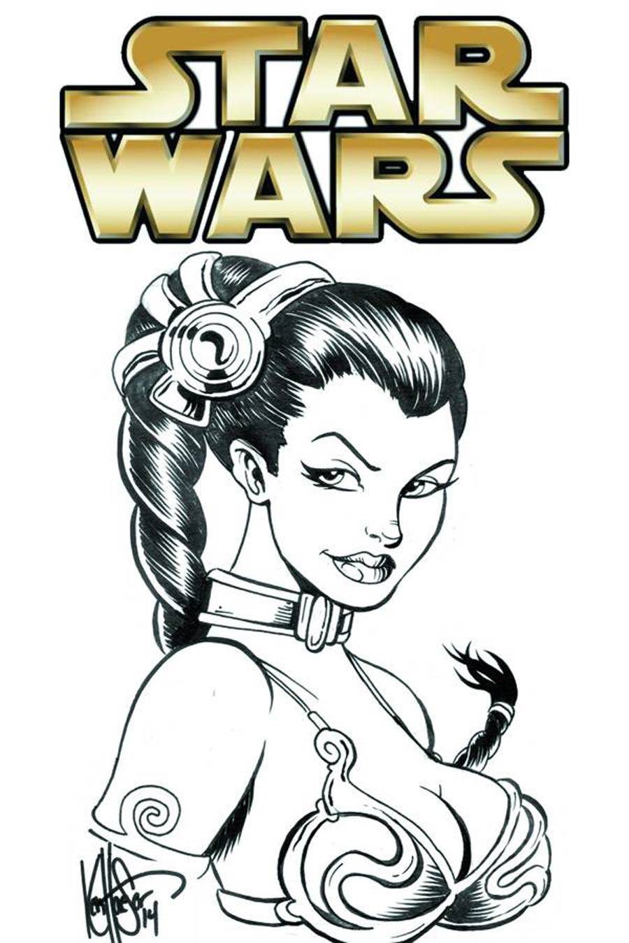Star Wars Vol 4 #1 Cover Z-B DF Ken Haeser Remarked Princess Leia Hand-Drawn Sketch Variant Cover (Filled Randomly)
