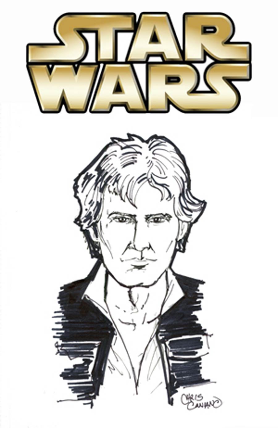 Star Wars Vol 4 #1 Cover Z-G DF Chris Caniano Remarked Han Solo Hand-Drawn Sketch Variant Cover