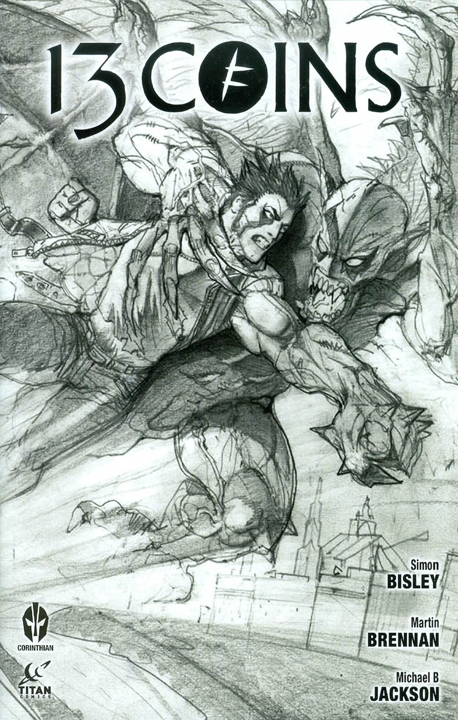 13 Coins #6 Cover B Variant Simon Bisley Wraparound Black & White Cover