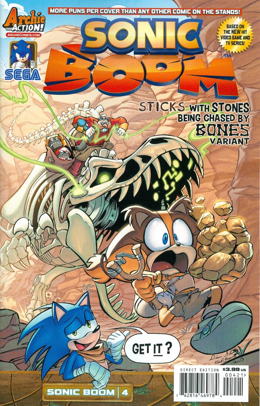 Sonic Boom #4 Cover B Variant Sticks With Stones Being Chased By Bones Cover