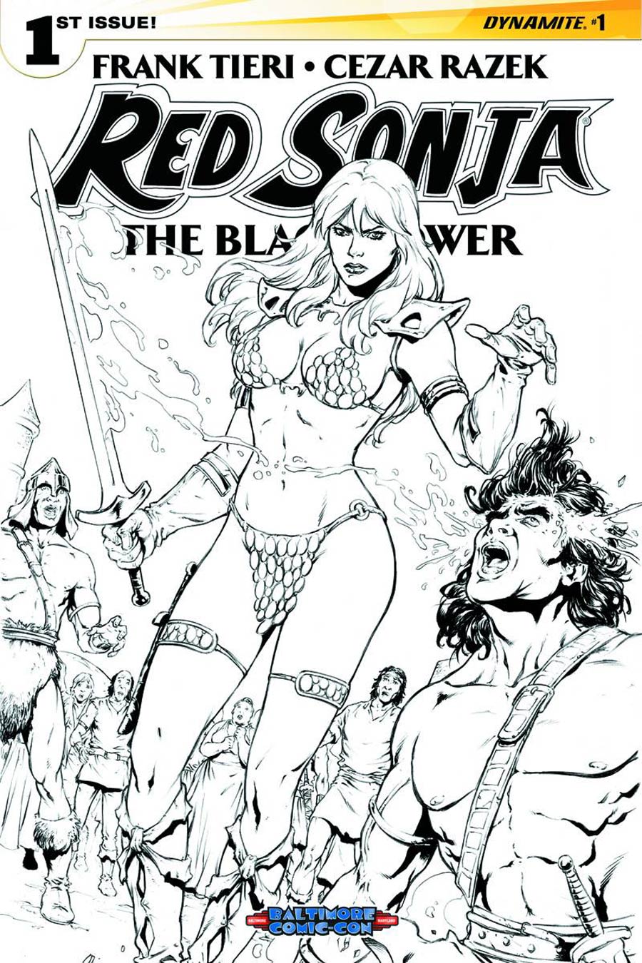 Red Sonja Black Tower #1 Cover F DF Baltimore Comic Con Exclusive Cezar Razek Black & White Variant Cover Signed By Frank Tieri