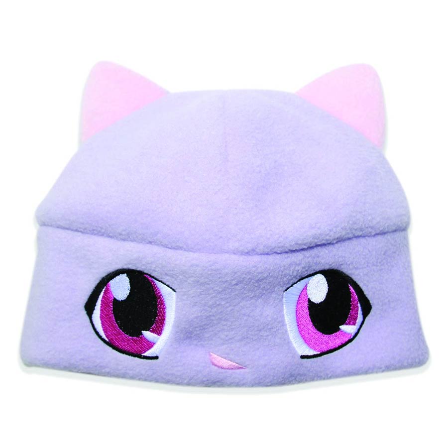 Anime Eyes Fleece Hat - Purple Cat