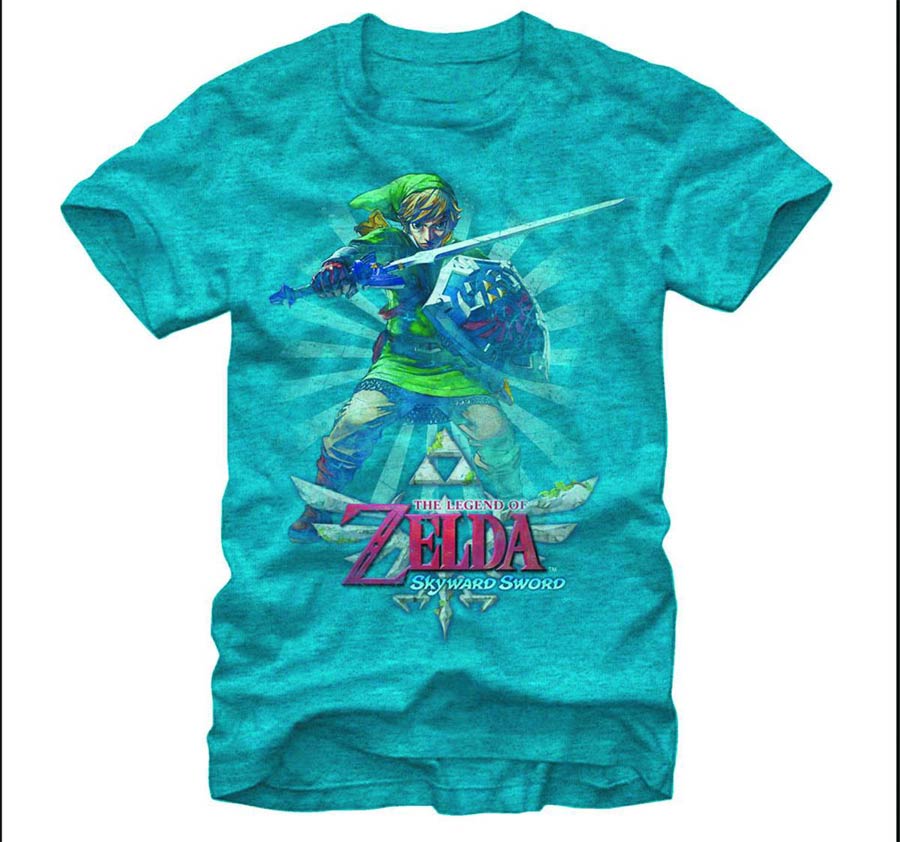 Legend Of Zelda Skyward Sword Link Turquoise T-Shirt Large