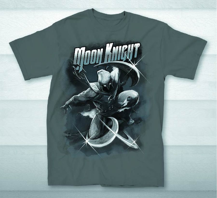 Moon Knight Weapon Throw Previews Exclusive Charcoal T-Shirt Large
