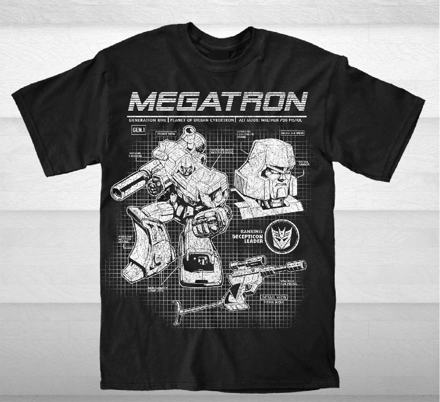 Transformers Megatron Tech Specs Black T-Shirt Large