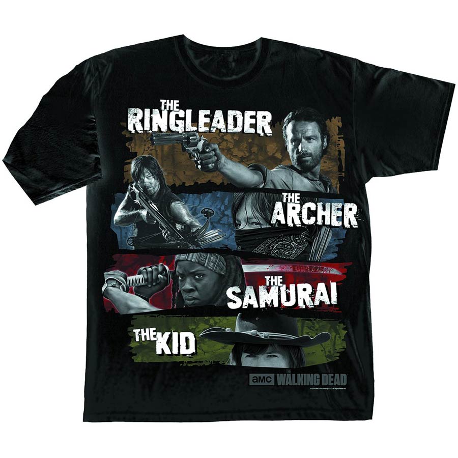 Walking Dead Four Survivors Black T-Shirt Large