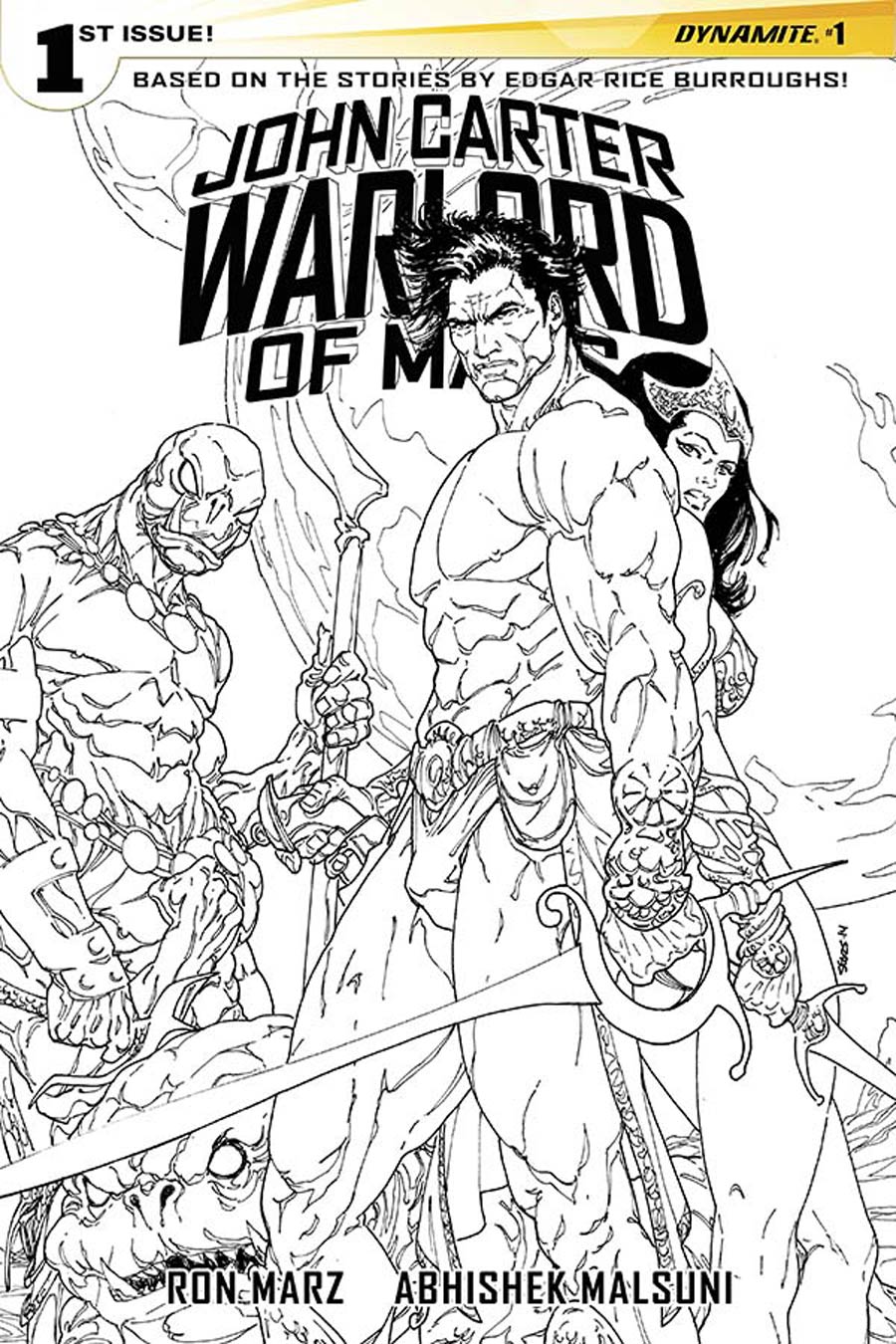 John Carter Warlord Of Mars Vol 2 #1 Cover N Incentive Bart Sears Black & White Cover