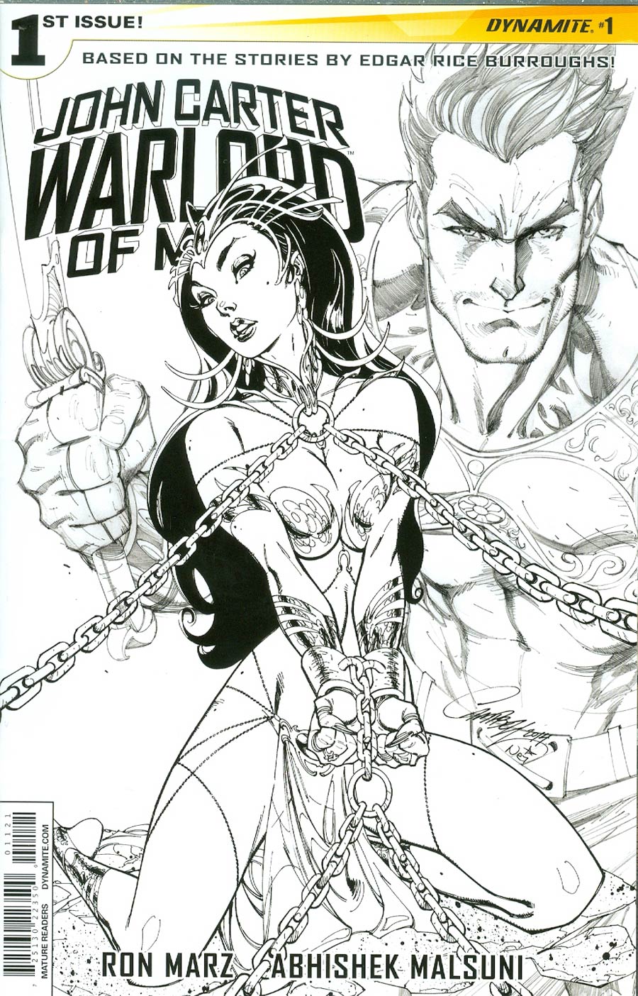 John Carter Warlord Of Mars Vol 2 #1 Cover O Incentive J Scott Campbell Black & White Cover