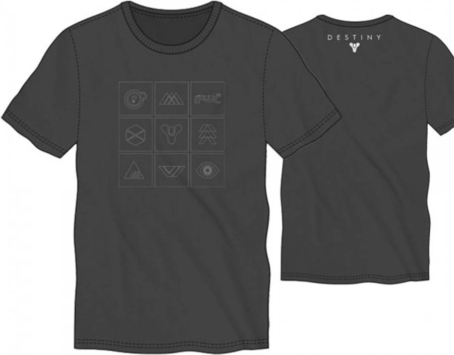 Destiny Game Symbols On Charcoal Mens T-Shirt Large