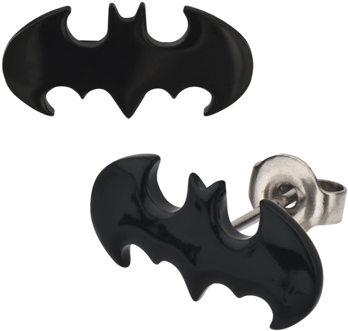 DC Comics Stainless Steel Stud Earrings - Batman Cut Out Logo