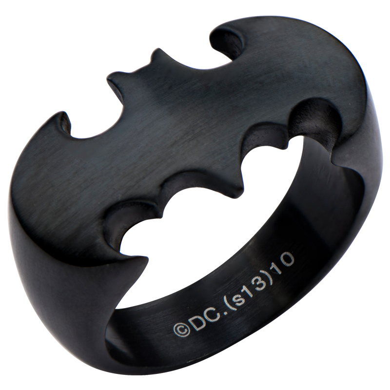 DC Comics Stainless Steel Black Matte Ring - Batman Size 10
