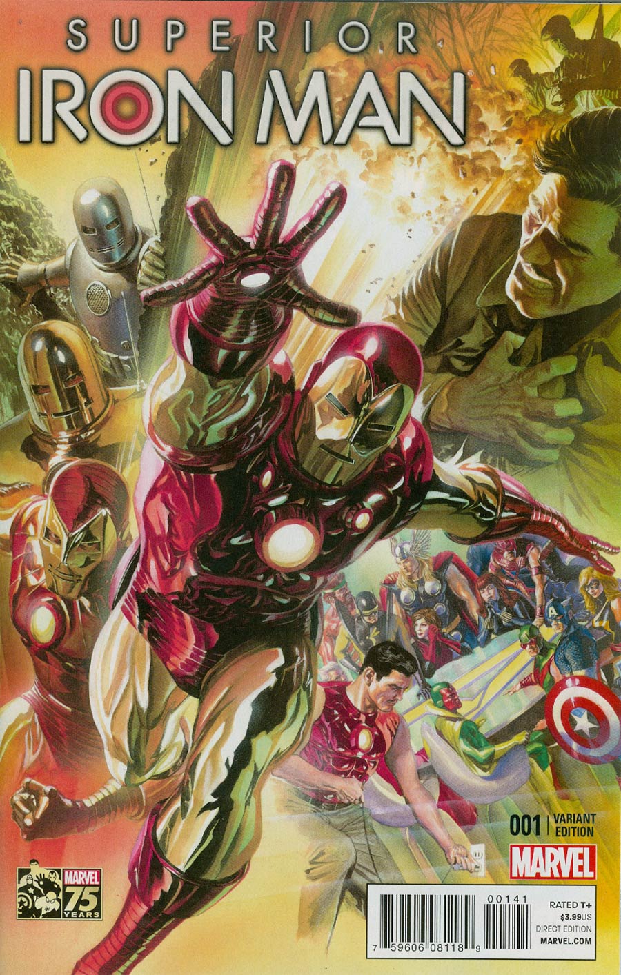 Superior Iron Man #1 Cover G Incentive Alex Ross 75th Anniversary Color Variant Cover (AXIS Tie-In)