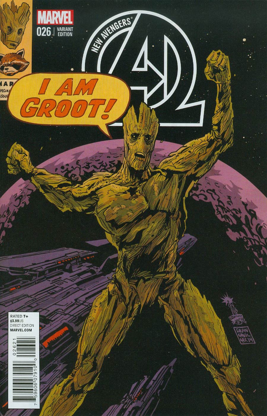 New Avengers Vol 3 #26 Cover B Variant Rocket Raccoon & Groot Cover (Time Runs Out Tie-In)