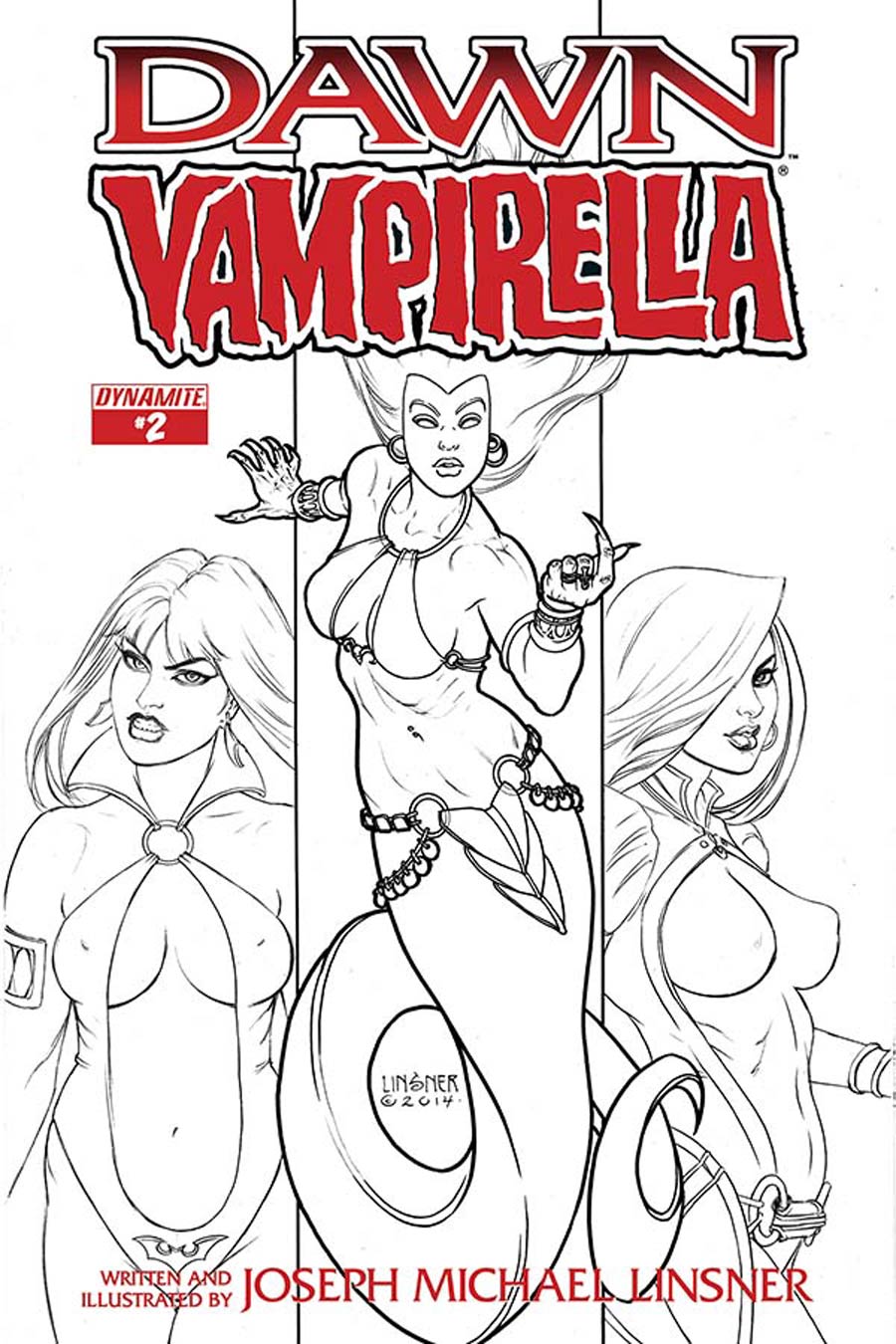 Dawn Vampirella #2 Cover B Incentive Joseph Michael Linsner Black & White Cover