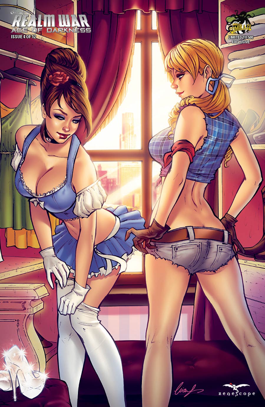 Grimm Fairy Tales Presents Realm War #4 Cover E ComiKaze Exclusive Elias Chatzoudis Maid & Daisy Dukes Variant Cover (Age Of Darkness Tie-In)