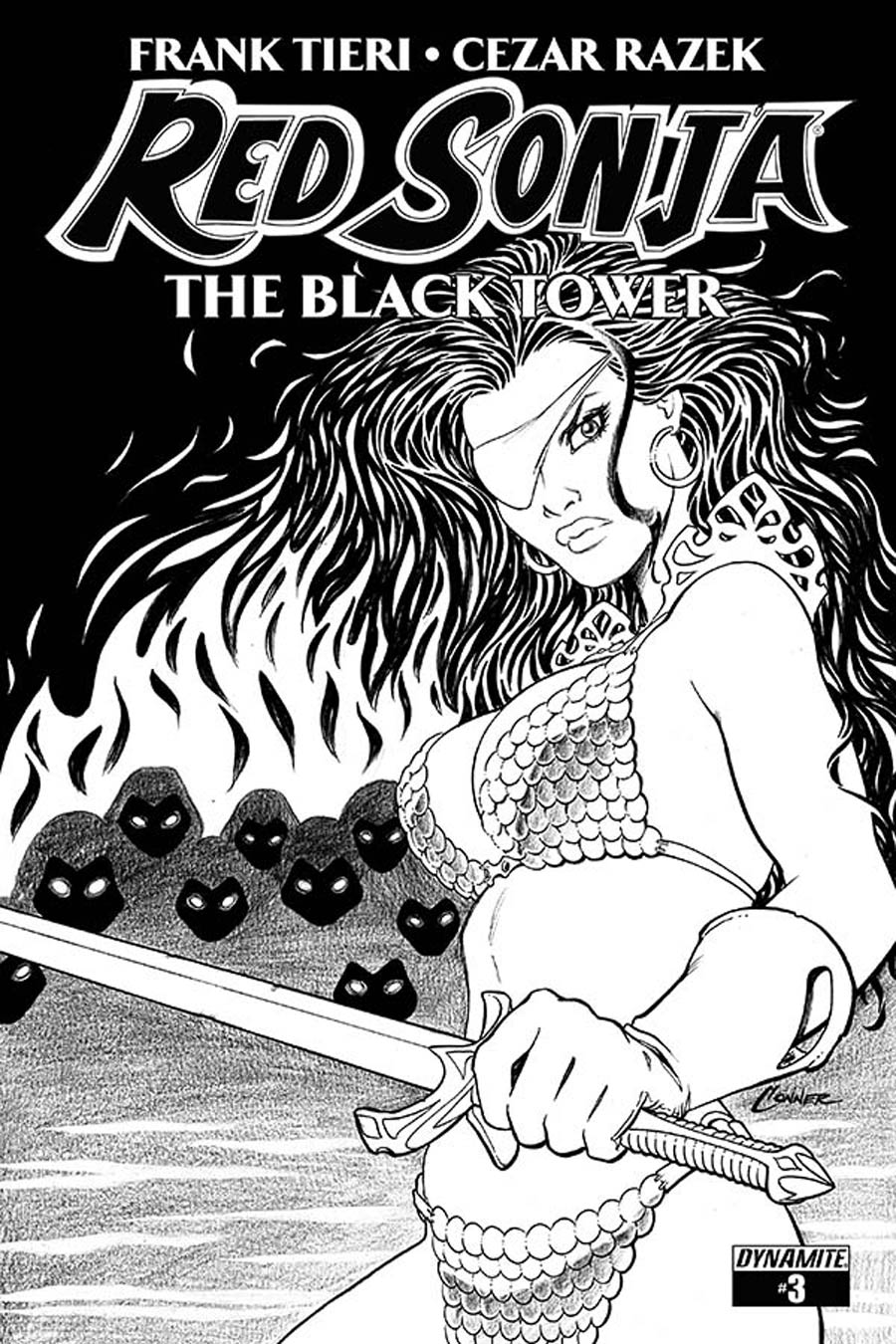 Red Sonja Black Tower #3 Cover C Incentive Amanda Conner Black & White Cover
