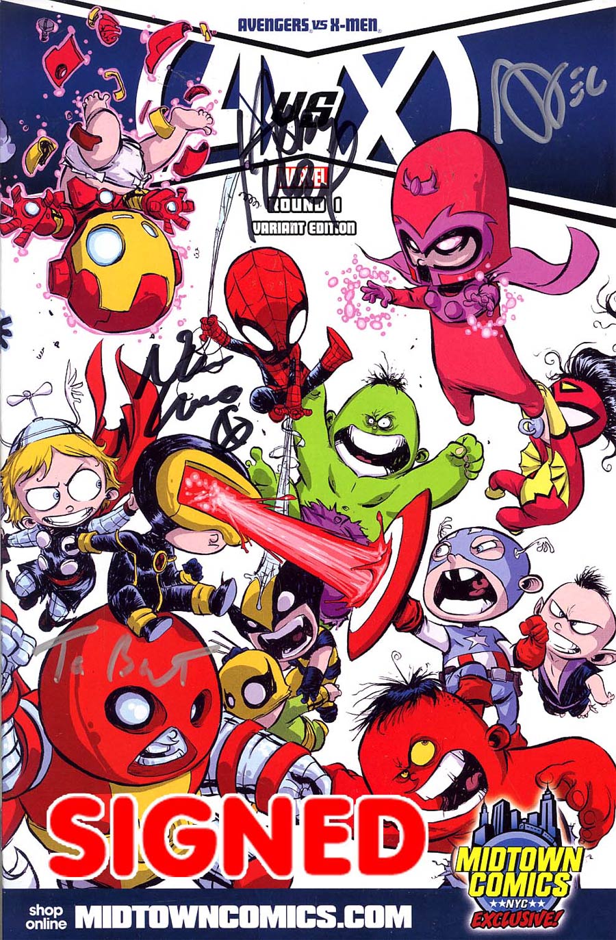 Avengers vs X-Men #1 Cover I Midtown Exclusive Skottie Young Wraparound Variant Cover Signed