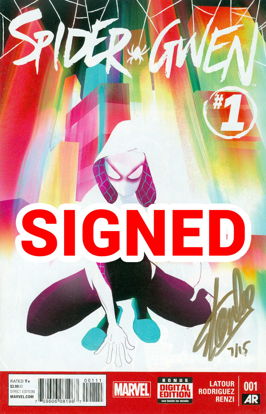 Spider-Gwen #1 Cover K DF Gold Signature Series Signed By Stan Lee