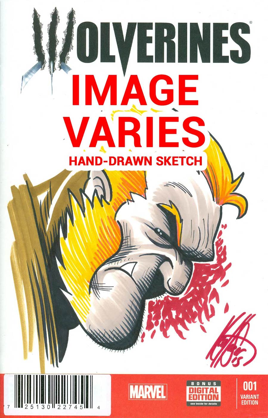 Wolverines #1 Cover K DF Ken Haeser Remarked Sabretooth Full-Color Sketch Variant Cover