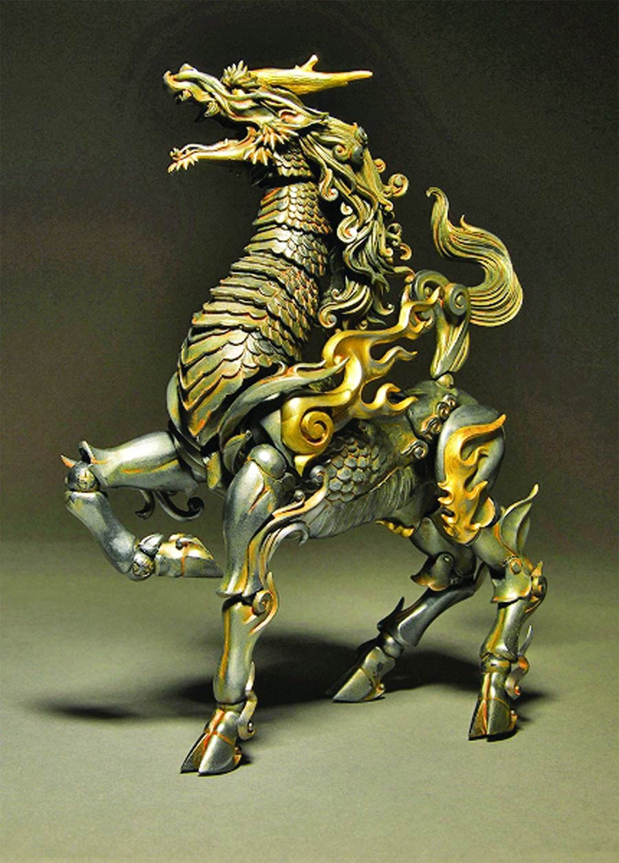 Takeyashiki Jizai Okimono KT-001 Kirin Figure Iron Red Version