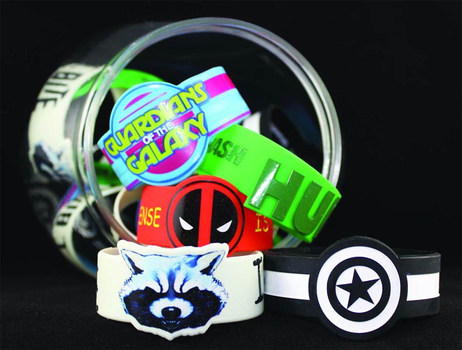Marvel Heroes Rubber Bracelet Fishbowl 24-Piece Assortment Case