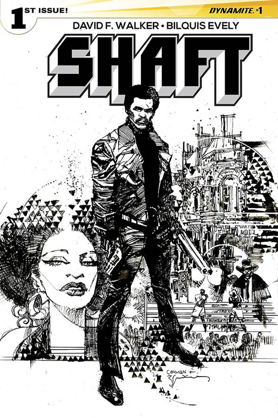 Shaft #1 Cover H Incentive Dennis Cowan Black & White Cover