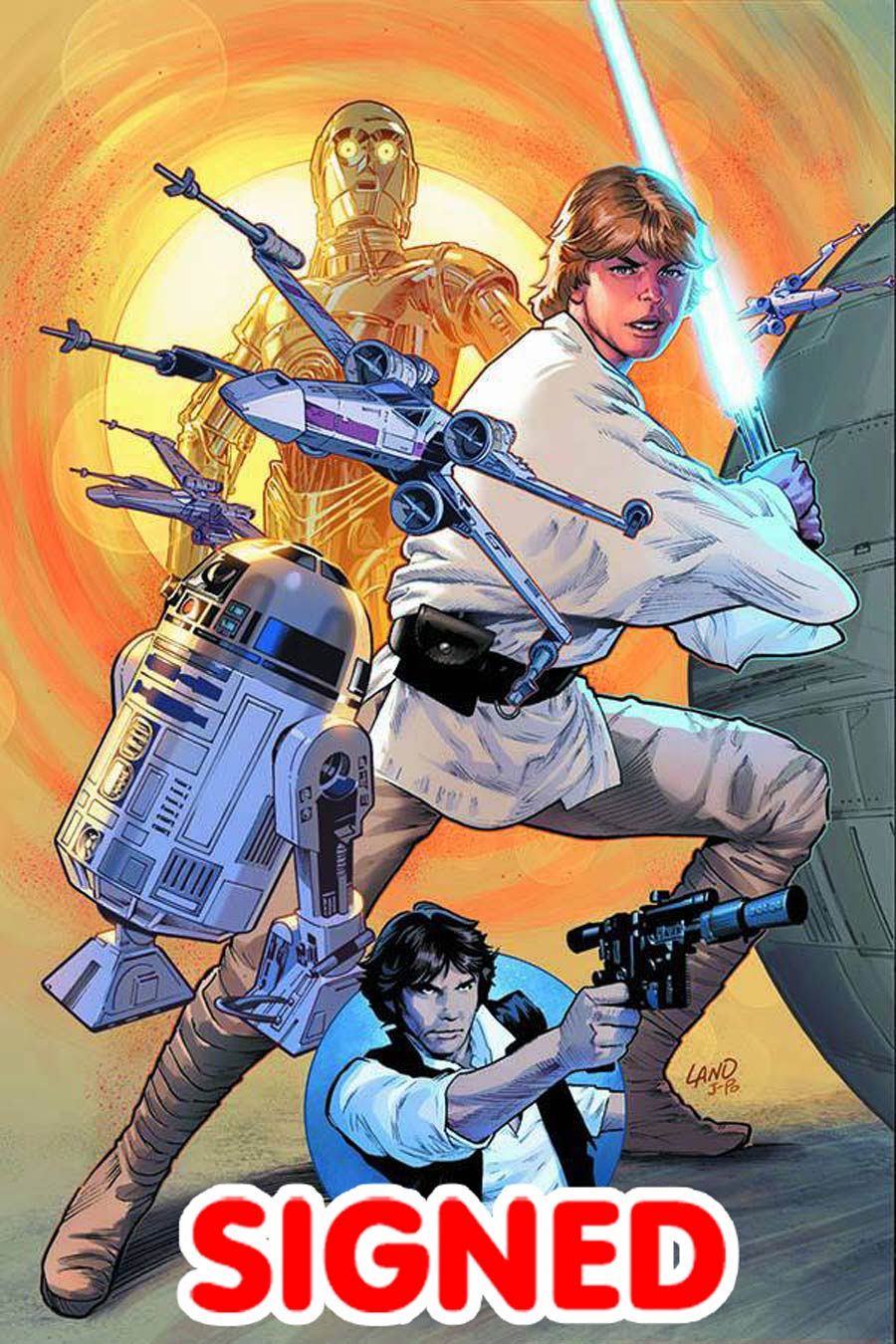 Star Wars Vol 4 #1 Cover Z-P DF Exclusive Greg Land Connecting Color Variant Cover Imperial Elite Gold Signed Edition By Greg Land