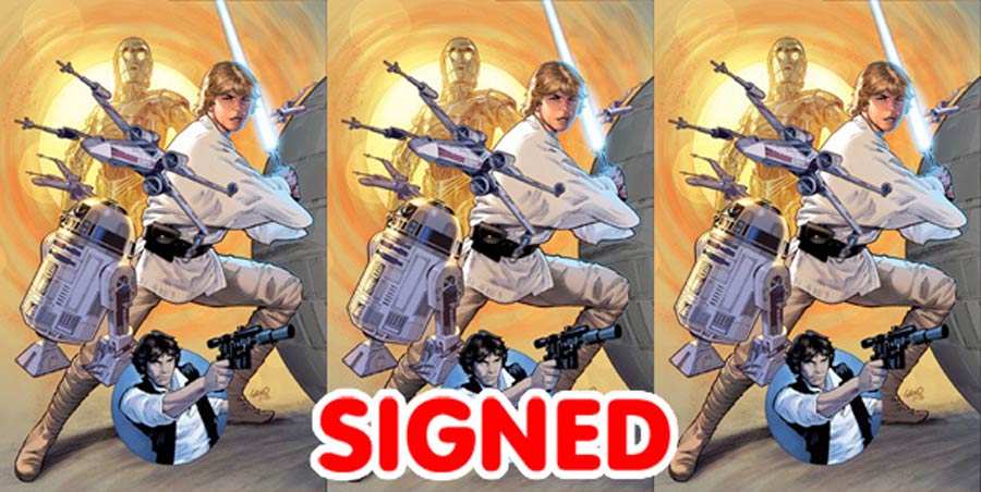 Star Wars Vol 4 #1 Cover Z-Q DF Exclusive Greg Land Connecting Color Variant Cover Triple Signed Pack By Greg Land (Contains All 3 Signed Editions)