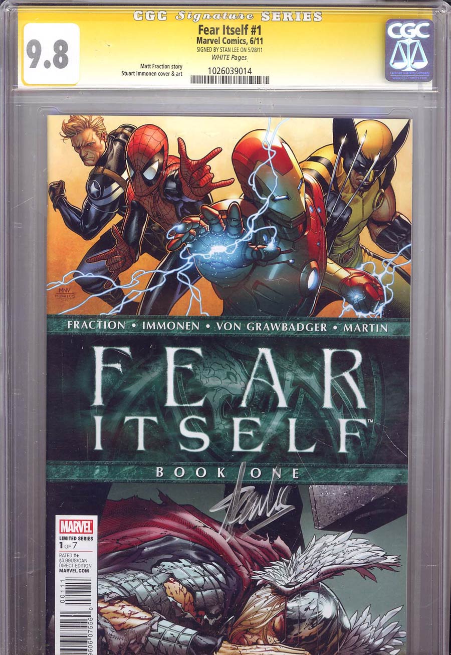 Fear Itself #1 Cover L 1st Ptg Regular Steve McNiven Cover CGC 9.8 Signature Series Stan Lee